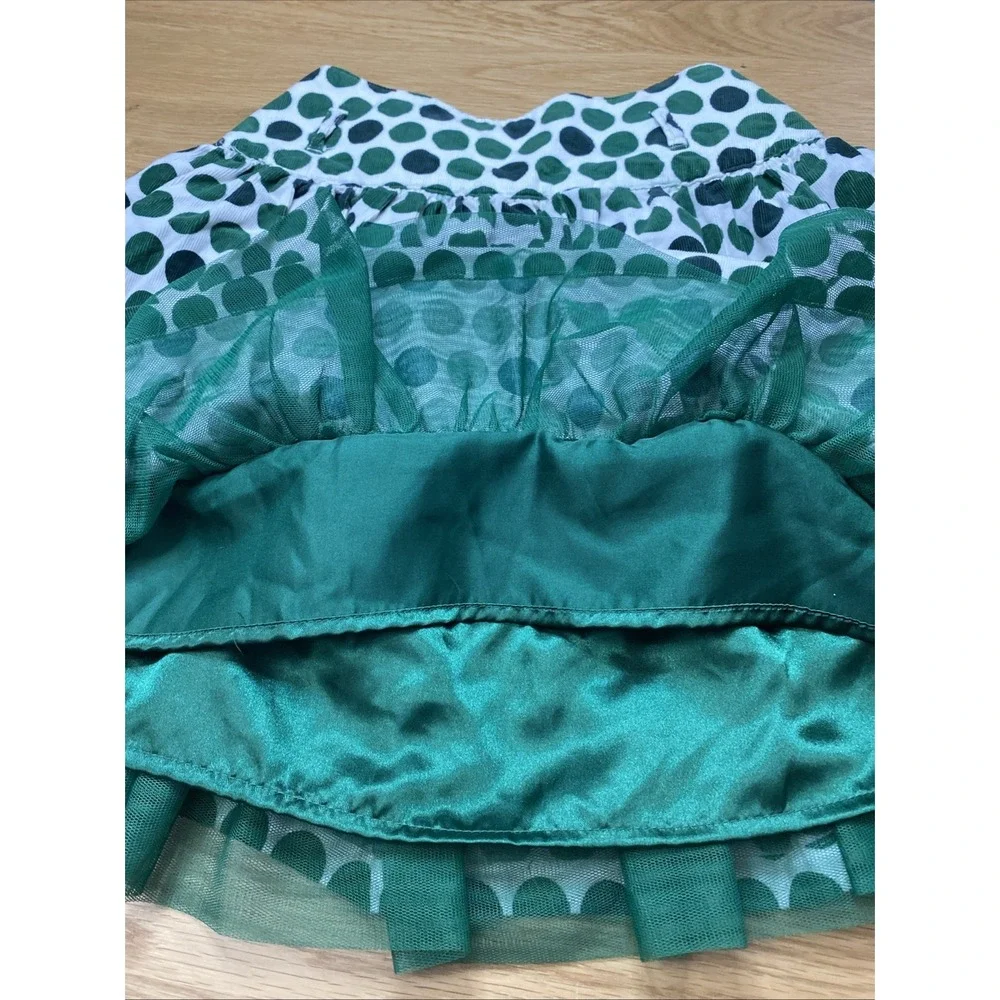 Childrens‎ Place Girls Size 14 White Green Polka Dot Skirt Tulle Lined Party Adj